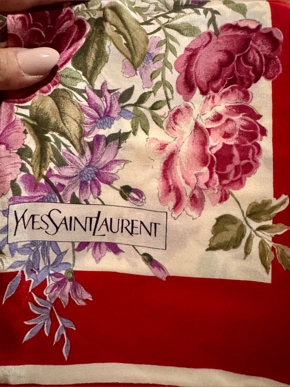 Yves Saint Laurent Vintage Floral Silk Scarf with Roses (Multi) - EUC - Picture 3 of 4